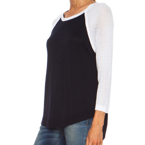 Rag & Bone, Lexie Colorblocked, Dark Navy & White Cut Out, 3/4 Sleeve’s. Large - Picture 4 of 15